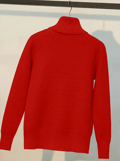 White High-neck -lined Pullover - Thick Lining for Soft Warmth in Winter, Classic Design for Effortless Style, Suitable for Layering or Wearing Alone, Ideal for Cold Weather and Office Wear.