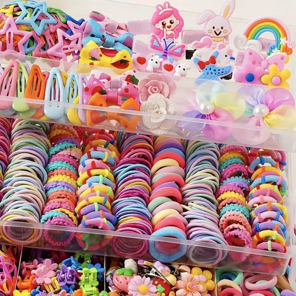 Girls' Hair Accessories Set 718-Piece - Bows and Clips