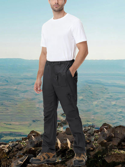 Men'S Cargo Pants /Spandex Scratch-Resistant Outdoor Training Trousers Lightweight with 9 Utility Pockets, Work Pants for Men Zippered Hem Design, Elastic Waistband for Daily Commuting, Office, And Outdoor Activities (Belt Not Included)