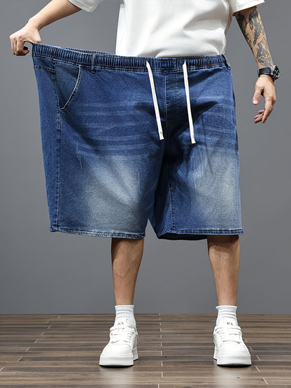Mens Big And Tall Clothing Denim Shorts, Loose Fit Elastic Waist Casual Jean Shorts for Summer, PLUS SIZE