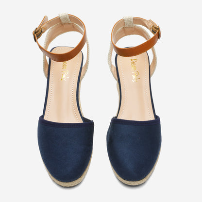 Women's Ankle Strap Closed Toe Espadrille Wedge Heels Sandals, Versatile and Stylish for weddings, shopping, dating, with wrap dresses, jeans, skirts, shorts, jumpsuits, for formal or casual occasions