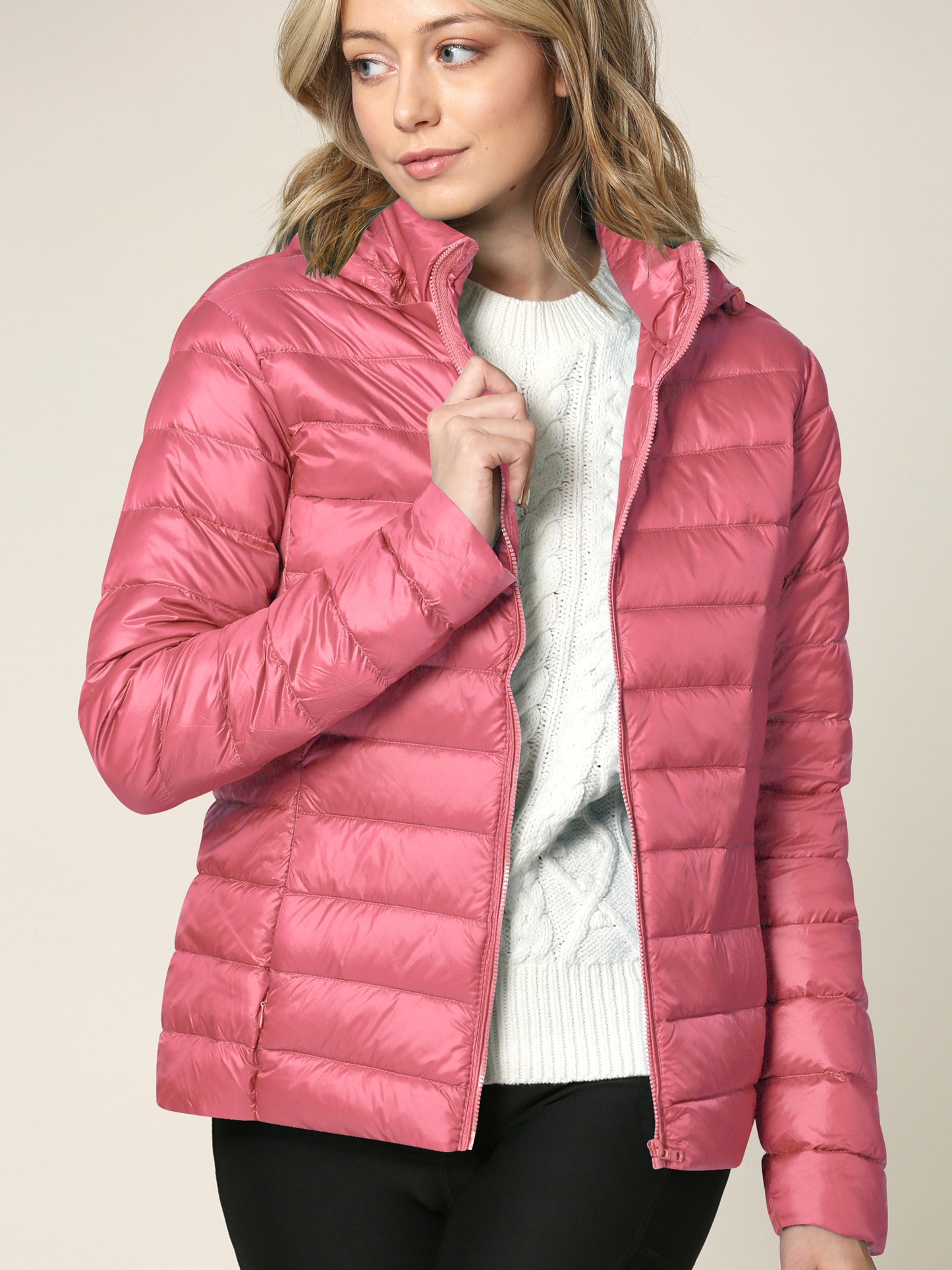 Women's Ultra Light Weight Packable Down Jacket with Removable Hood