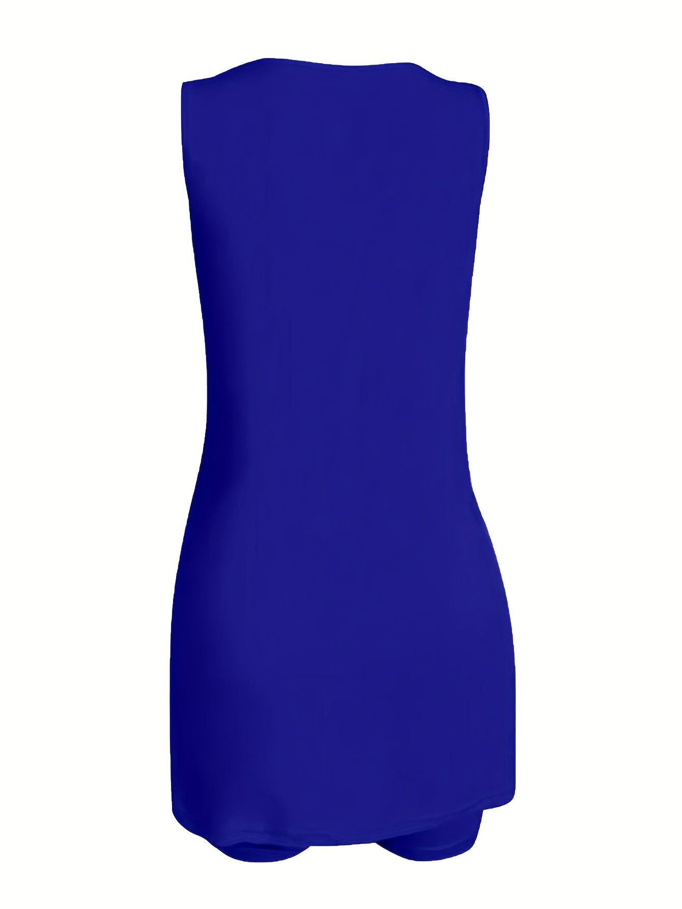 Black Polyester V-Neck Sleeveless Shorts - product view 25