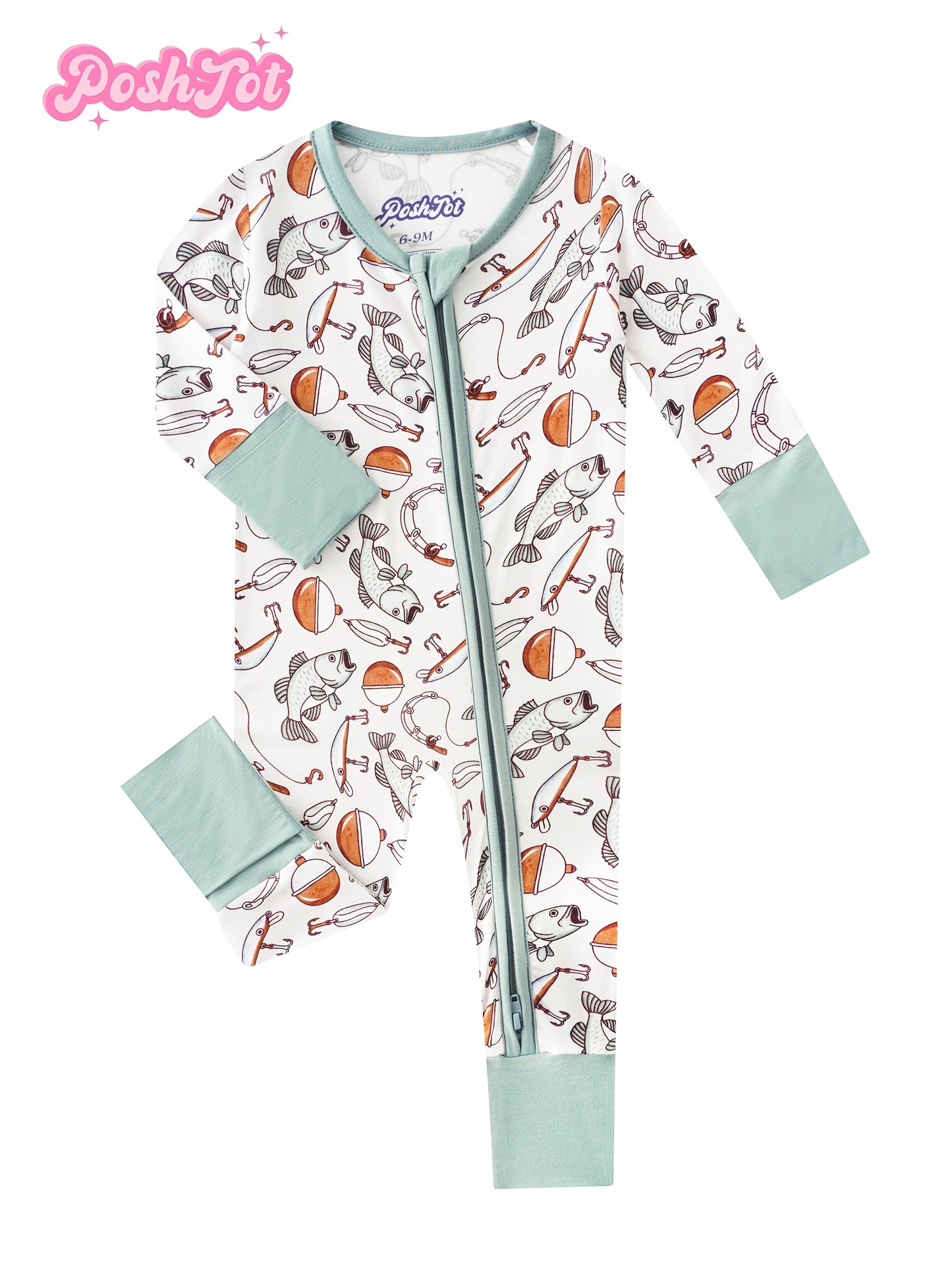 POSHTOT Newborn Baby Jumpsuit, Fish Jump Dragon Gate, Bamboo Fiber Baby Clothes, Suitable for 0-24 Months, for Outdoor Games, Full-Length Zipper, Baby Items., Perfect for Outdoor