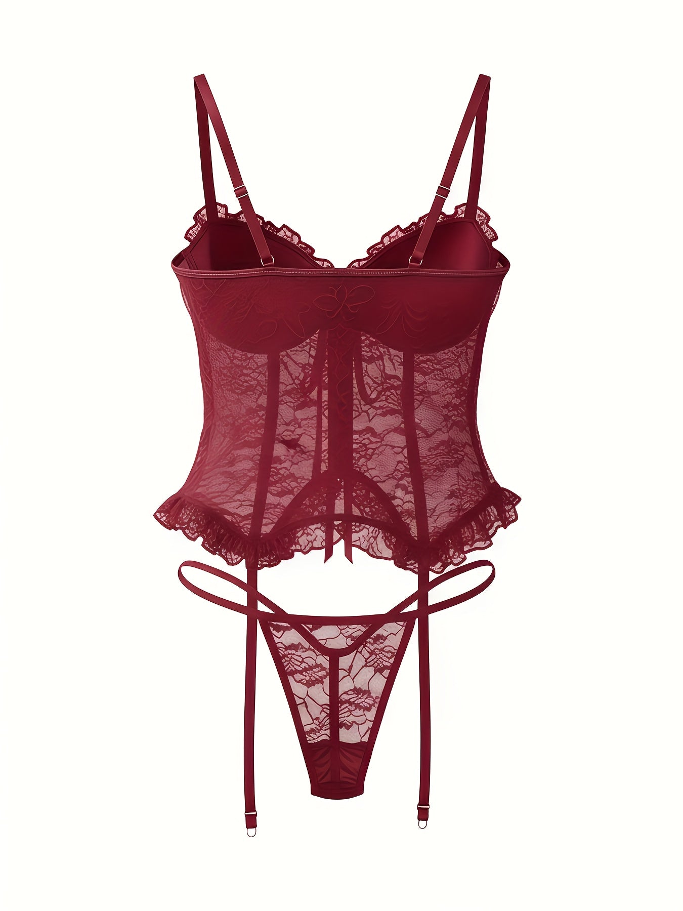 1Set/4pcs Women's Sexy Lingerie Set Floral Lace Garter Bustier Lingerie Set with 1Pair Stocking, Women's Lace Stockings Lingerie Bodysuits Nightwear for Romantic Date Wearing