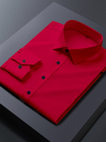 Men'S Long-Sleeve Shirt Made Of, Stretchy And Suitable for Business Attire, Wrinkle-Free Suit Shirt, Casual Short-Sleeve White Work Uniform
