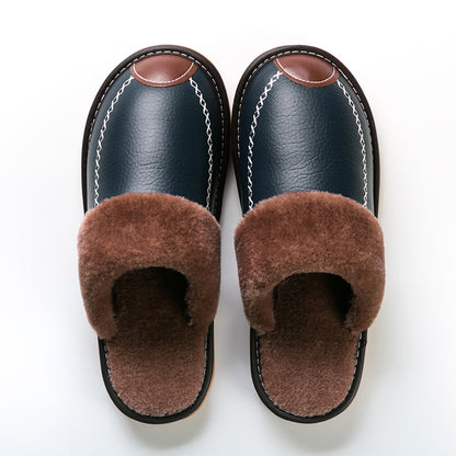 Men's PU Slippers Black Slip-On Men PU Slippers New Winter Warm Indoor Slipper Home House Shoes Warm Slippers Soft Sole For Indoor Comfort