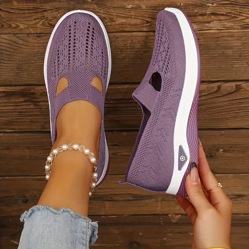 Women's Flats, Comfortable Elastic Woven Sneakers with Breathable Mesh for Casual Walking And Running, Lightweight Athletic Footwear, Women Shoes