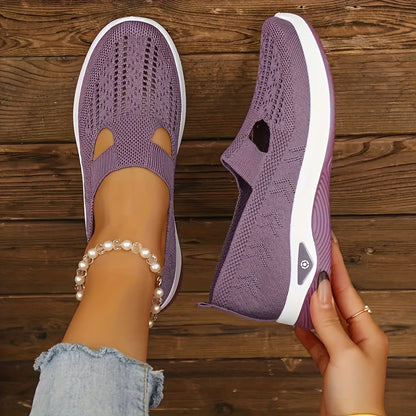 Women's Flats, Comfortable Elastic Woven Sneakers with Breathable Mesh for Casual Walking And Running, Lightweight Athletic Footwear, Women Shoes