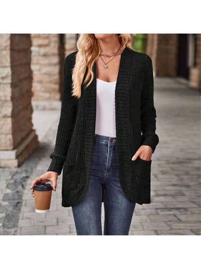 Women's Chic Office to Party Cardigan - Long Sleeve Open Front Jacket, Machine Washable Fall/Winter Coat with, Elegant Everyday Outerwear for Women