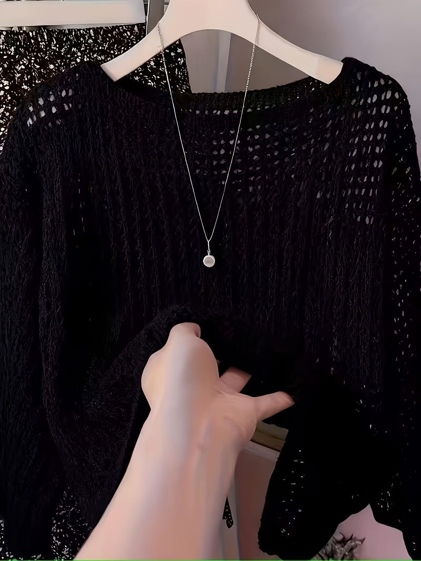 2026 Women'S Hollow Out Sweater Cardigan Long Sleeve Open Front Crochet Cover Up Lightweight Casual Layering Outerwear Soft Top For Spring Fall Winter Resort Wear