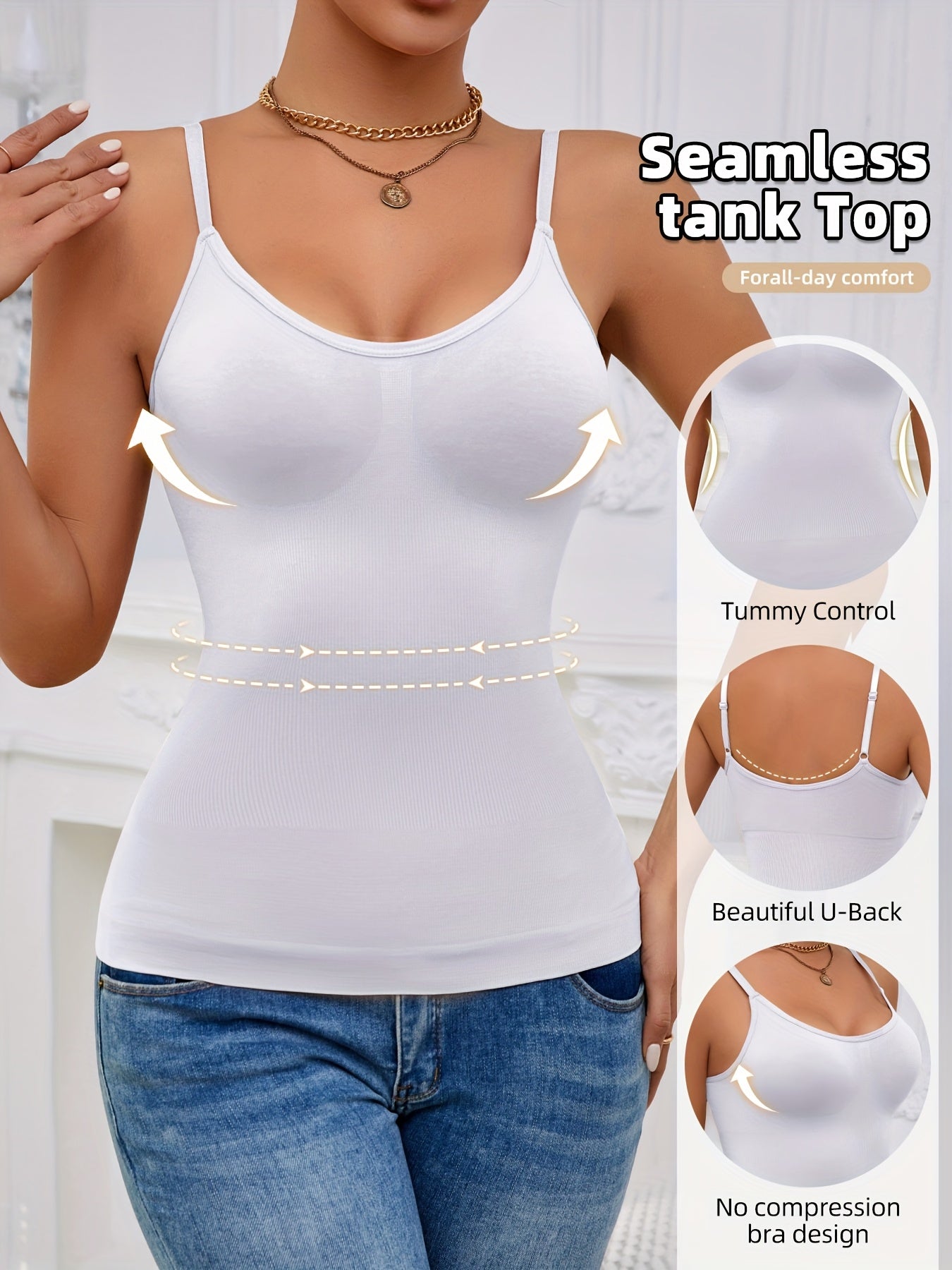 3pcs Women'S Camisole Vest, Comfortable, Breathable, Sleeveless Bottom, Inner Layer, Shaping And Body Shaping Sports Bra