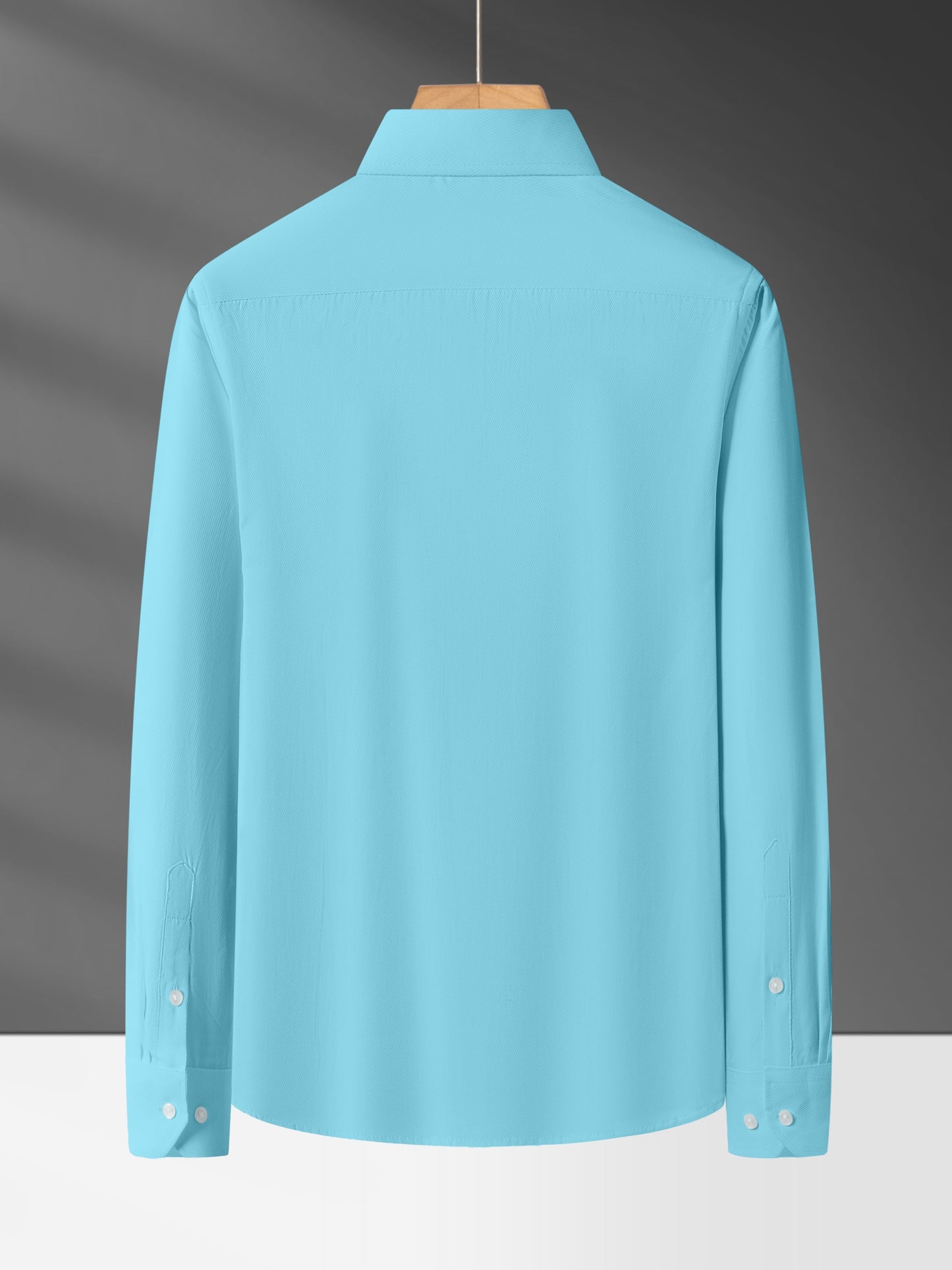 Men'S Long Sleeve Solid Color Business Dress Shirt, Elegant Collar, Stretch Fabric, Regular Fit, Single Button Front, Casual Outwear, Adult Sizes, Woven