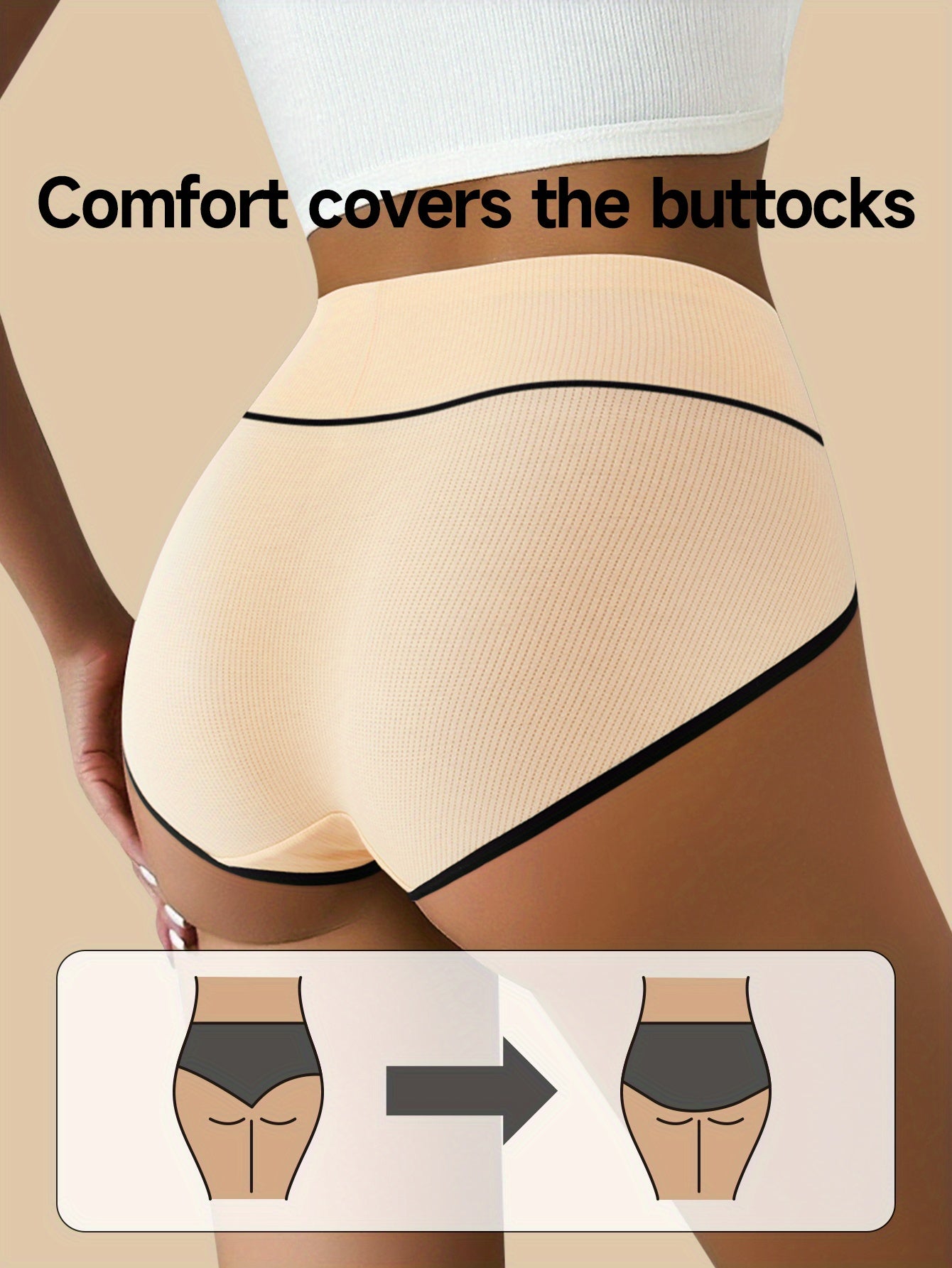 5pcs Solid Color Simple Design Briefs Bottocks Cover - Comfortable, Stretchy, Soft Fabric - Lingerie & Underwear for Women