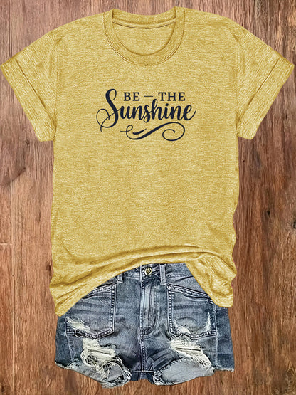 Women'S Casual Sports T-Shirt | Lightweight & Breathable European Summer Round-Neck Tee With Uplifting 'Be The Sunshine' Print - Ideal For Spring/Summer And Perfect For Various Occasions