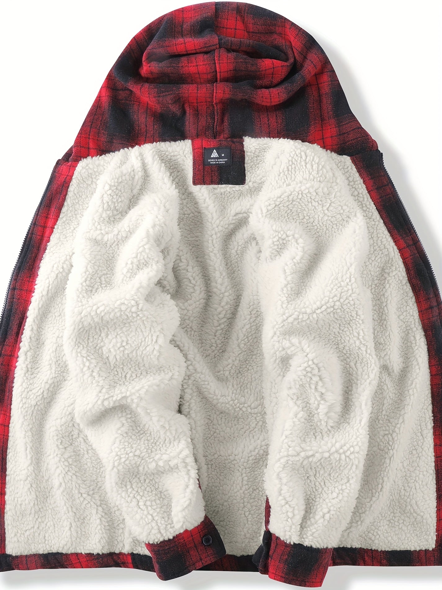 Men'S Zip-Up Hoodies with a Sherpa And Flannel Plaid Design