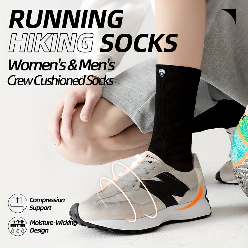 5 Pairs Of Professional Sports Socks For Men And Women, Running Marathon High Crew Outdoor Basketball Socks With Sweat Absorption And Shock Absorption Rubber Sole, Mid - Calf Socks, Arch Support, Compression Cotton Socks, Easter Gifts