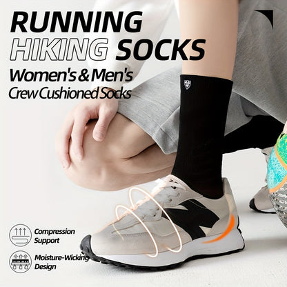 5 Pairs Of Professional Sports Socks For Men And Women, Running Marathon High Crew Outdoor Basketball Socks With Sweat Absorption And Shock Absorption Rubber Sole, Mid - Calf Socks, Arch Support, Compression Cotton Socks, Easter Gifts
