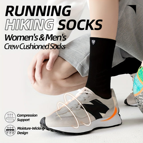 5 Pairs Of Professional Sports Socks For Men And Women, Running Marathon High Crew Outdoor Basketball Socks With Sweat Absorption And Shock Absorption Rubber Sole, Mid - Calf Socks, Arch Support, Compression Cotton Socks, Easter Gifts