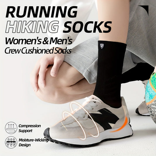 5 Pairs Of Professional Sports Socks For Men And Women, Running Marathon High Crew Outdoor Basketball Socks With Sweat Absorption And Shock Absorption Rubber Sole, Mid - Calf Socks, Arch Support, Compression Cotton Socks, Easter Gifts