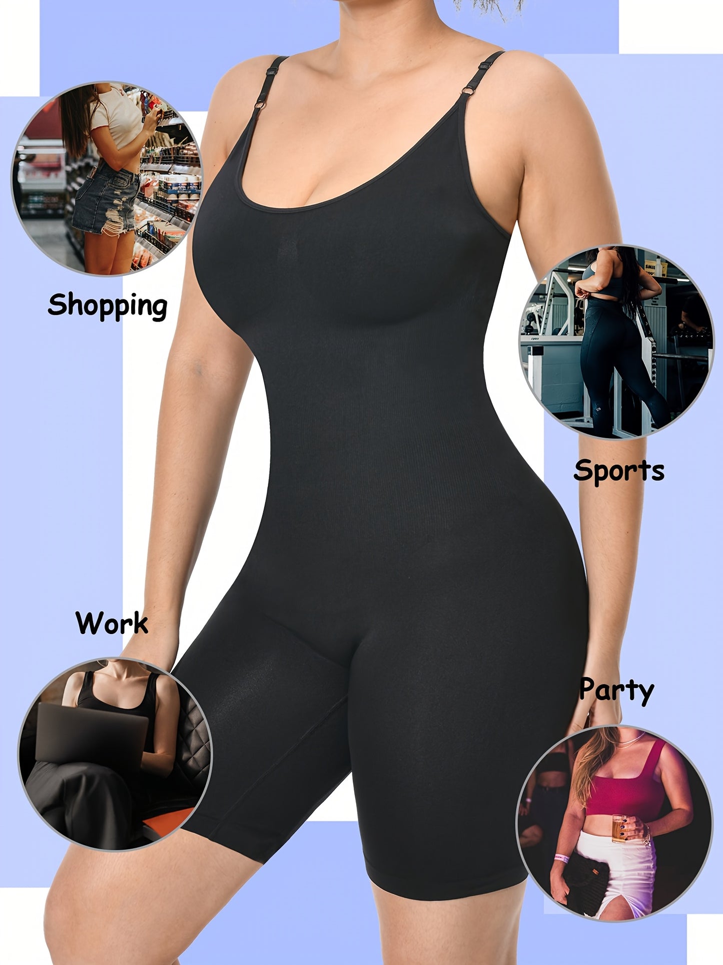 2pcs Waist Trainer Bodysuit For Women Tummy Control Shapewear Round Neck Seamless Butt Lifter Full Body Shaper