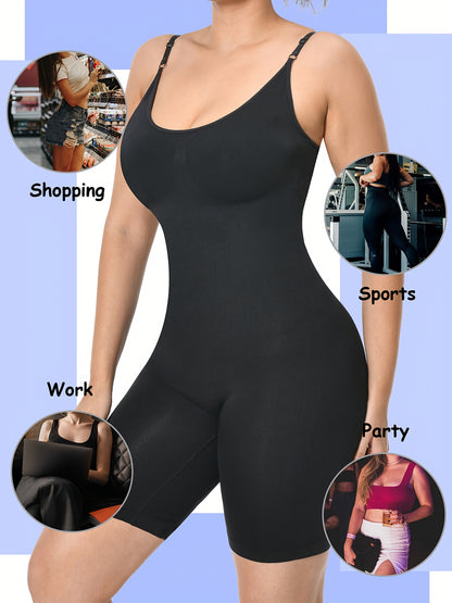 2pcs Waist Trainer Bodysuit For Women Tummy Control Shapewear Round Neck Seamless Butt Lifter Full Body Shaper