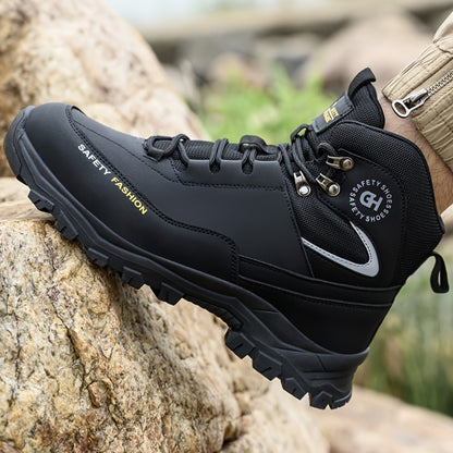 Men's Lace-Up Work-Style Shoes - Reinforced Toe and Rubber Sole
