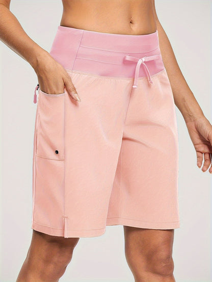 Women's 9" Quick Dry High Waisted Swim Board Shorts with Zipper Pockets 50+ Beach Shorts for Women with Liner