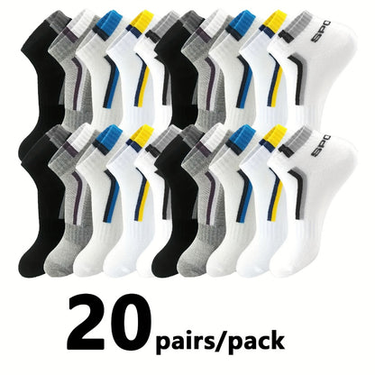 Men's Colorblock Ankle Socks - 30-Pair Pack