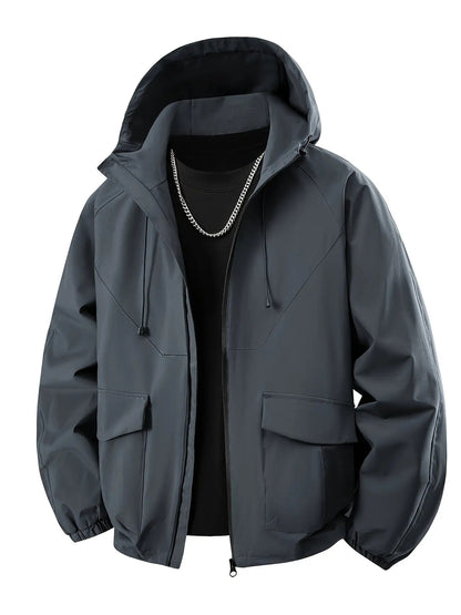 Men's Outdoor Windproof Jacket, Autumn Winter Casual Hiking Windproof Overcoat, Versatile Urban Outdoor Wear