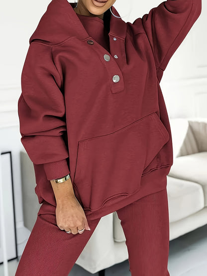 Women'S Spring And Autumn Sportswear Hoodie Slim Pants Two-Piece Set