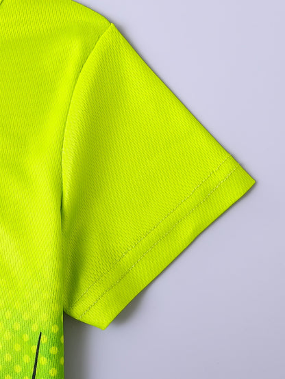 Boys Summer Casual Fashion Letter Sports Pattern Printed Mesh Quick-Drying Breathable Round Neck Short Sleeve T-Shirt and Shorts Casual Two-Piece Set, Lightweight Comfortable Breathable Trendy Versatile Clothing, Suitable Outdoor Sports