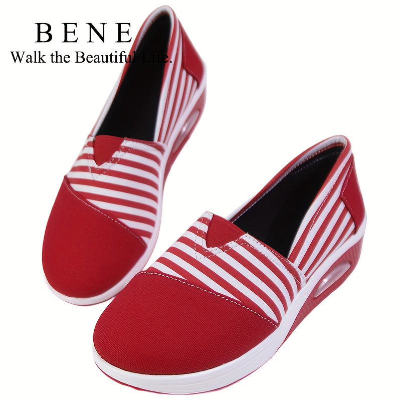 [Striped|Lightweight] Lightweight Low Top Women'S Casual Fashion Sneakers | Striped Fabric Upper, Sole, And Comfort Insole | for All-Season, Women Shoes