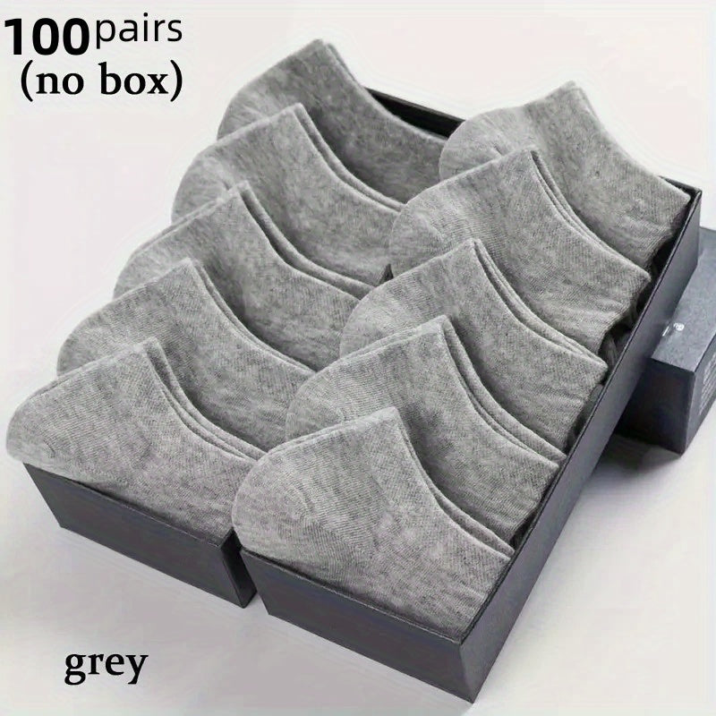 100 Pairs Unisex Short Socks | Black, White, Grey, Thin, Comfortable, Breathable, Sweat Absorbent, Hand Wash or Dry Clean, RWSEFK Brand, Sweat-Resistant