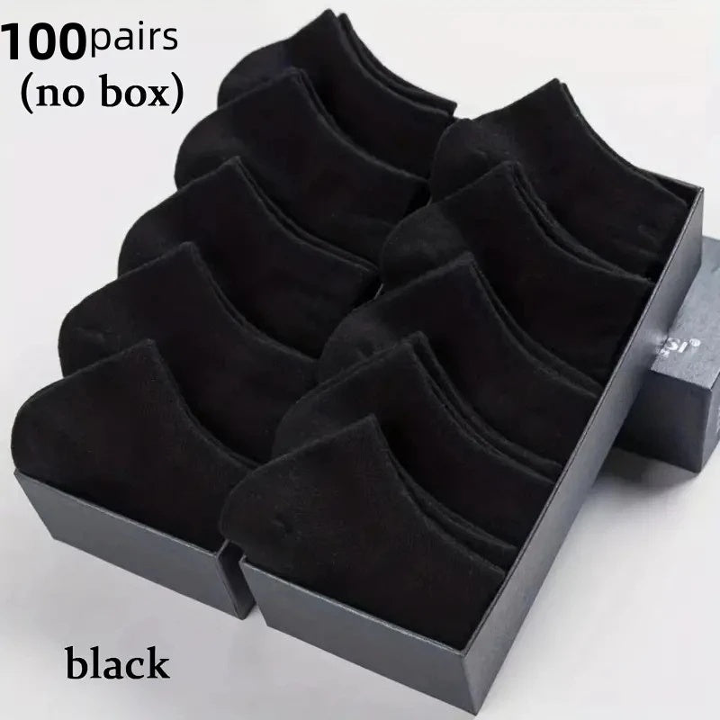 100 Pairs Unisex Short Socks | Black, White, Grey, Thin, Comfortable, Breathable, Sweat Absorbent, Hand Wash or Dry Clean, RWSEFK Brand, Sweat-Resistant