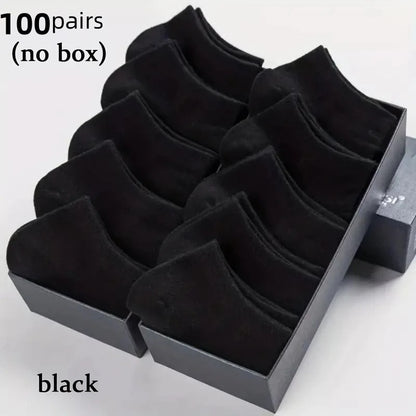 100 Pairs Unisex Short Socks | Black, White, Grey, Thin, Comfortable, Breathable, Sweat Absorbent, Hand Wash or Dry Clean, RWSEFK Brand, Sweat-Resistant