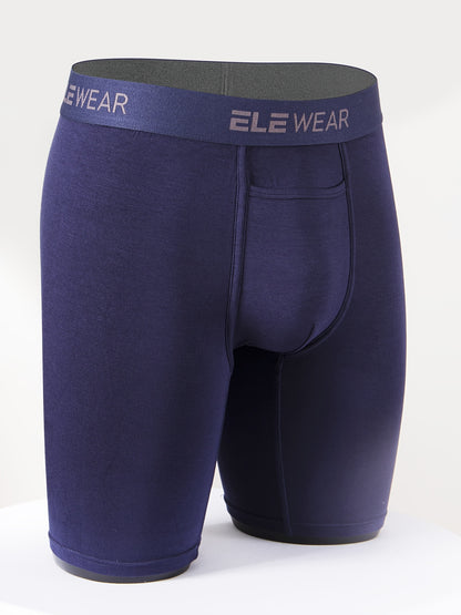 Men's Long Modal Underwear Top Opening Moisture Wicking Soft and Comfortable Extended Sports Underwear Boxer Brief