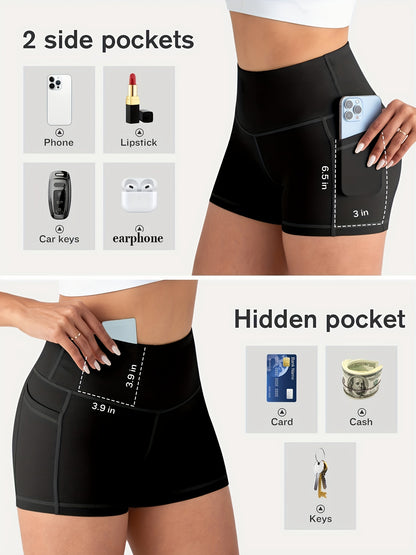 PRO-FIT 4pcs Women'S High Waisted Breathable Yoga Shorts - Postpartum Recovery & Running Yoga, Exercise Shorts 78057
