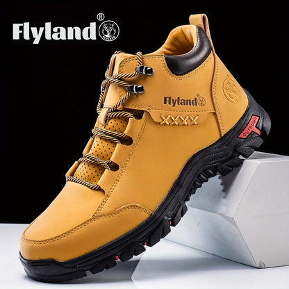 2026 FLYLAND Men's Fashion Vintage Classical Top Layer Cowhide Leather Chukka Boots Daily Casual Work Office Shoes for Men Soccer Match Day Fan Gear Football All Fans