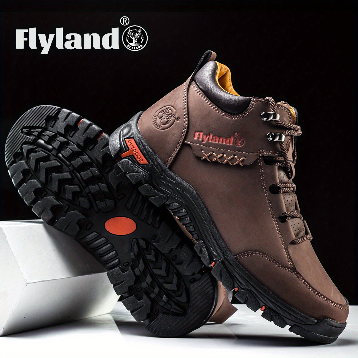 2026 FLYLAND Men's Fashion Vintage Classical Top Layer Cowhide Leather Chukka Boots Daily Casual Work Office Shoes for Men Soccer Match Day Fan Gear Football All Fans