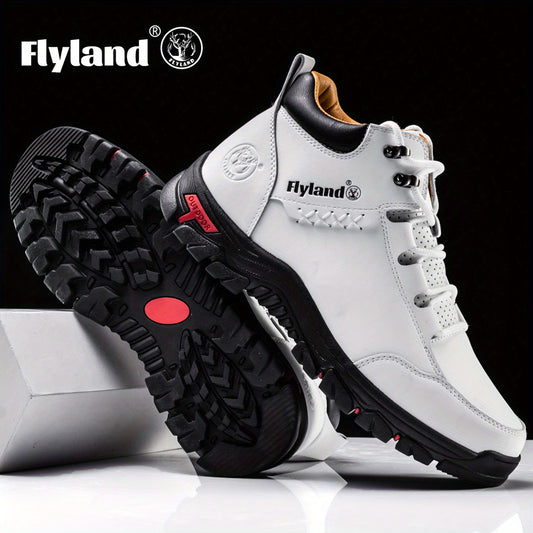 2026 FLYLAND Men's Fashion Vintage Classical Top Layer Cowhide Leather Chukka Boots Daily Casual Work Office Shoes for Men Soccer Match Day Fan Gear Football All Fans