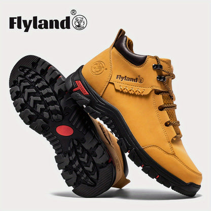 2026 FLYLAND Men's Fashion Vintage Classical Top Layer Cowhide Leather Chukka Boots Daily Casual Work Office Shoes for Men Soccer Match Day Fan Gear Football All Fans