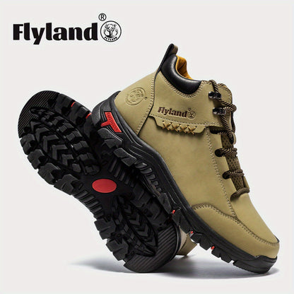 2026 FLYLAND Men's Fashion Vintage Classical Top Layer Cowhide Leather Chukka Boots Daily Casual Work Office Shoes for Men Soccer Match Day Fan Gear Football All Fans