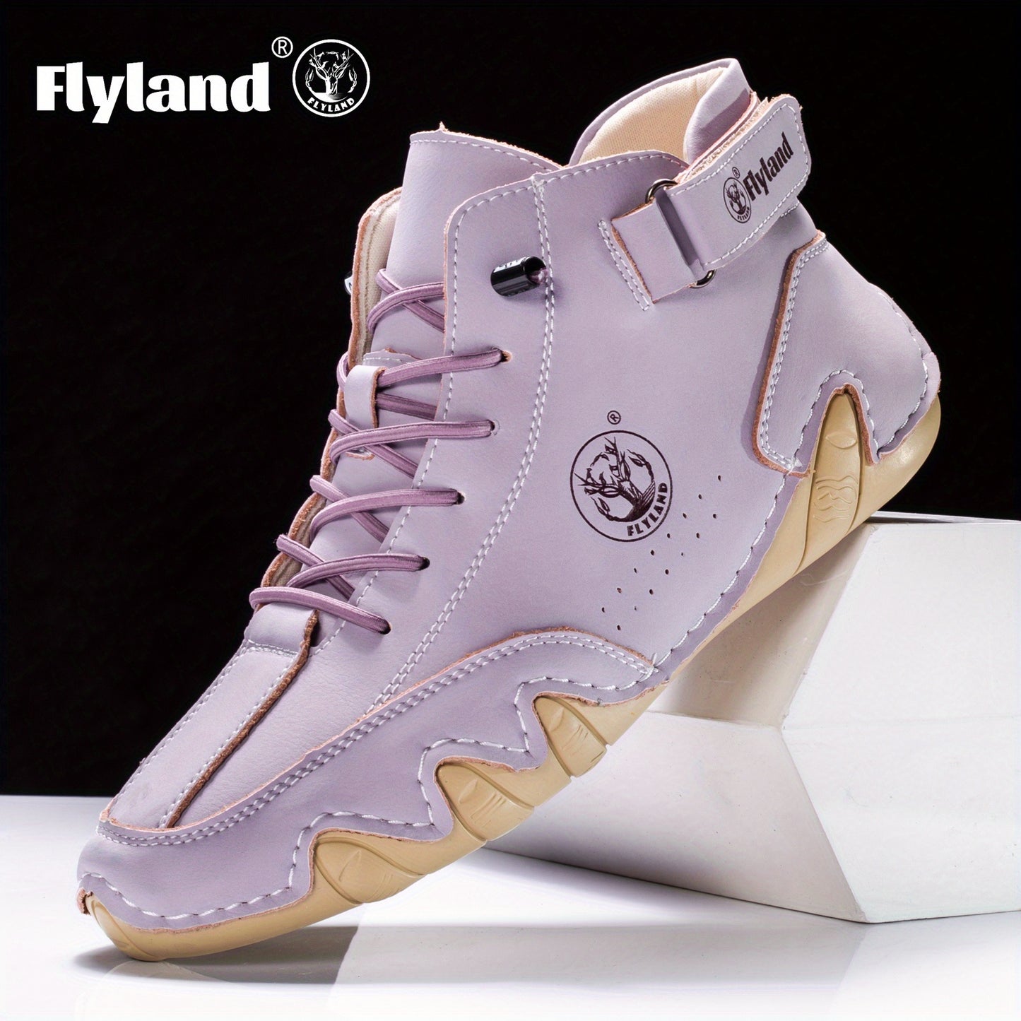 FLYLAND Women's Genuine Chukka - Lightweight Mid-Top Sneaker Dress with Round Toe, Casual - & Office, Handmade for Year-Round Wear (Handmade), Women Shoes, Sneakers