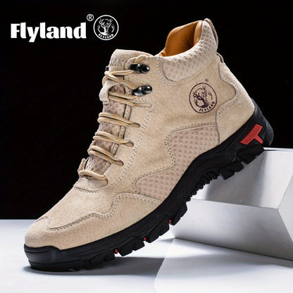 FLYLAND Men'S Fashion Sneakers Genuine Handmade Chukka Boots Breathable Daily Casual Work Office Shoes