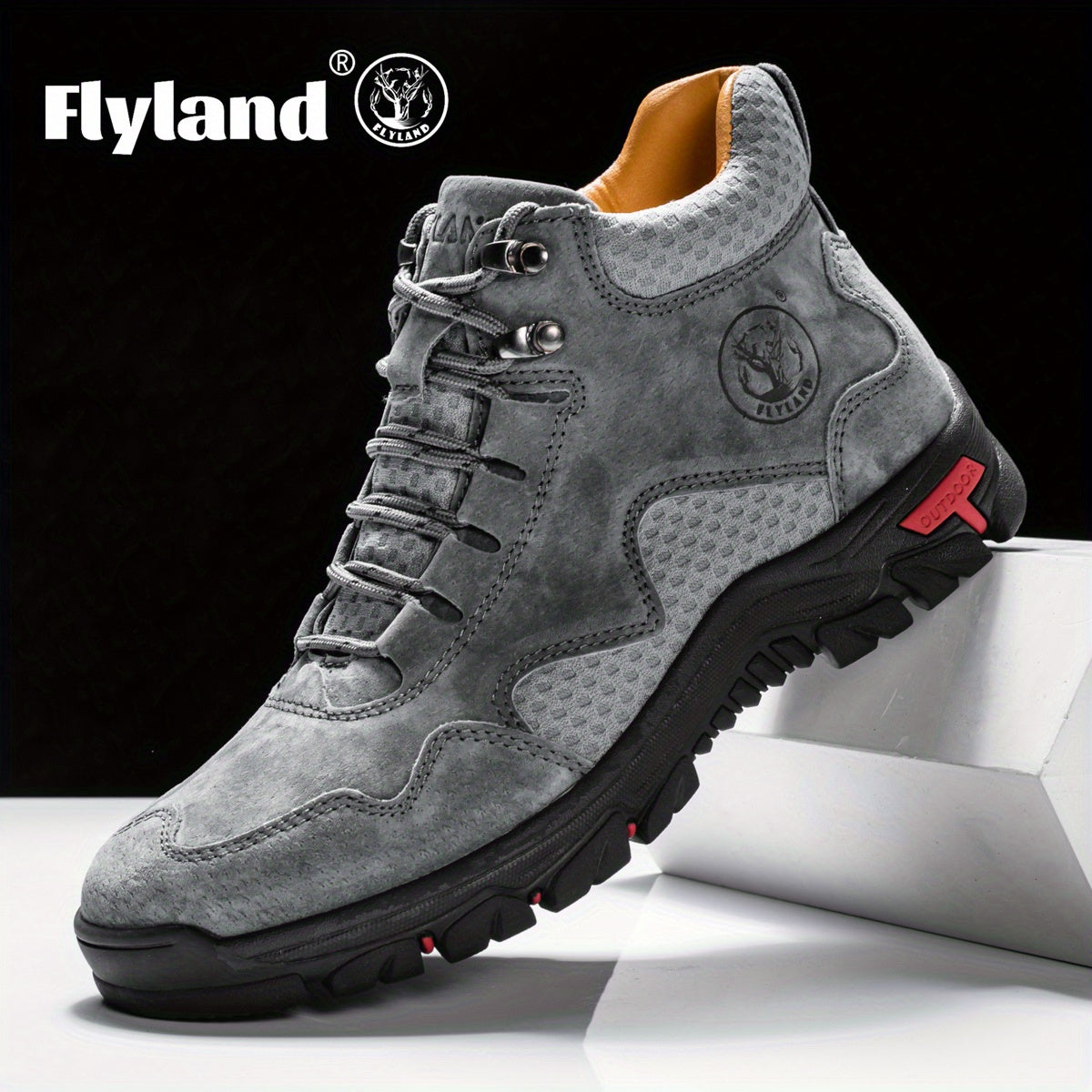 FLYLAND Men'S Fashion Sneakers Genuine Handmade Chukka Boots Breathable Daily Casual Work Office Shoes