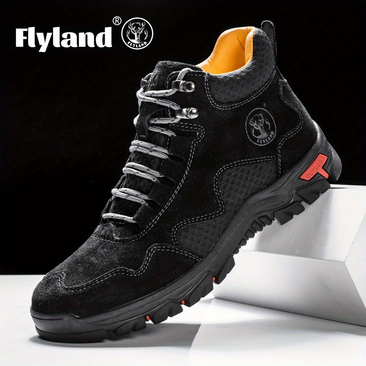 FLYLAND Men'S Fashion Sneakers Genuine Handmade Chukka Boots Breathable Daily Casual Work Office Shoes