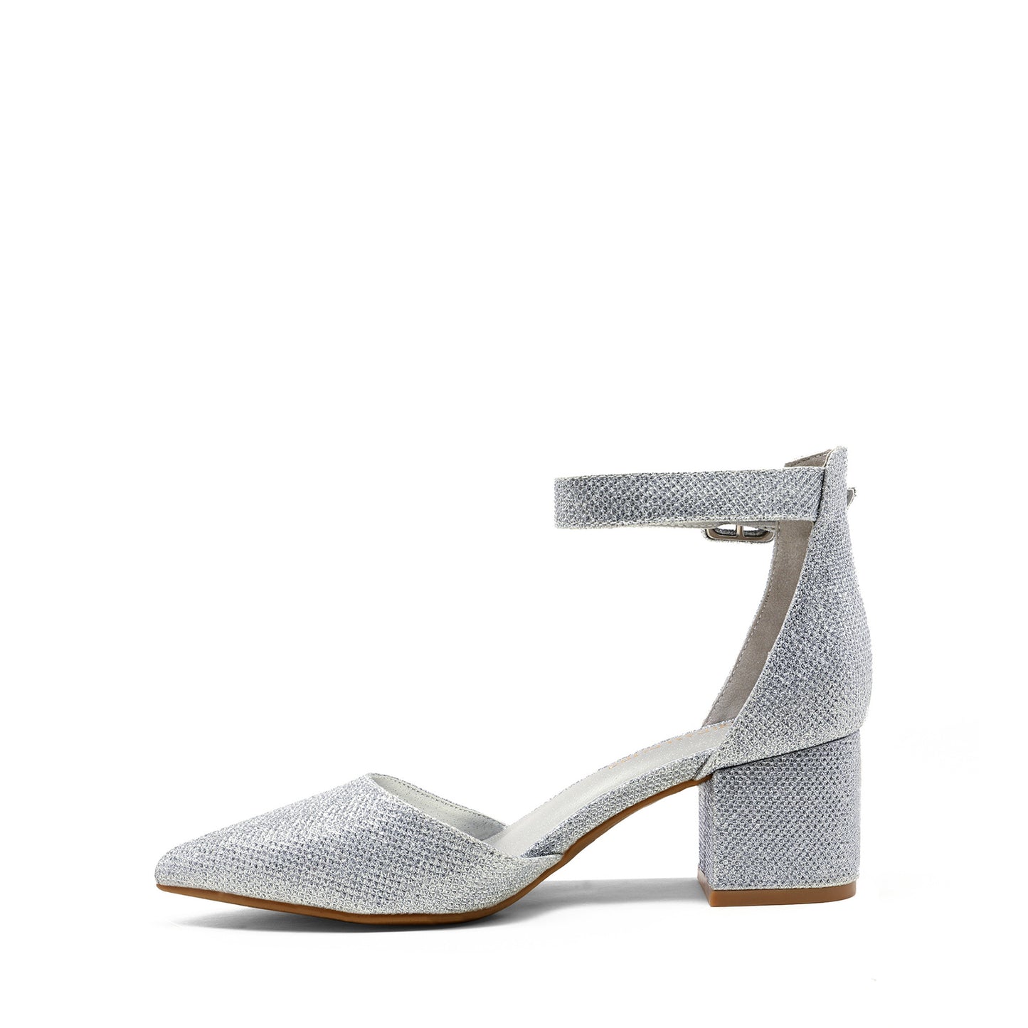 Women's Mid Heel Ankle Strap Closed Toe Chunky Wedding Pumps Shoes ANNEE Heels Pumps Closed Toe Block Chunky Shoes Closed Toe Heels for Women Pointed Toe Heels Mid Block Chunky Women Pumps with Ankle Strap