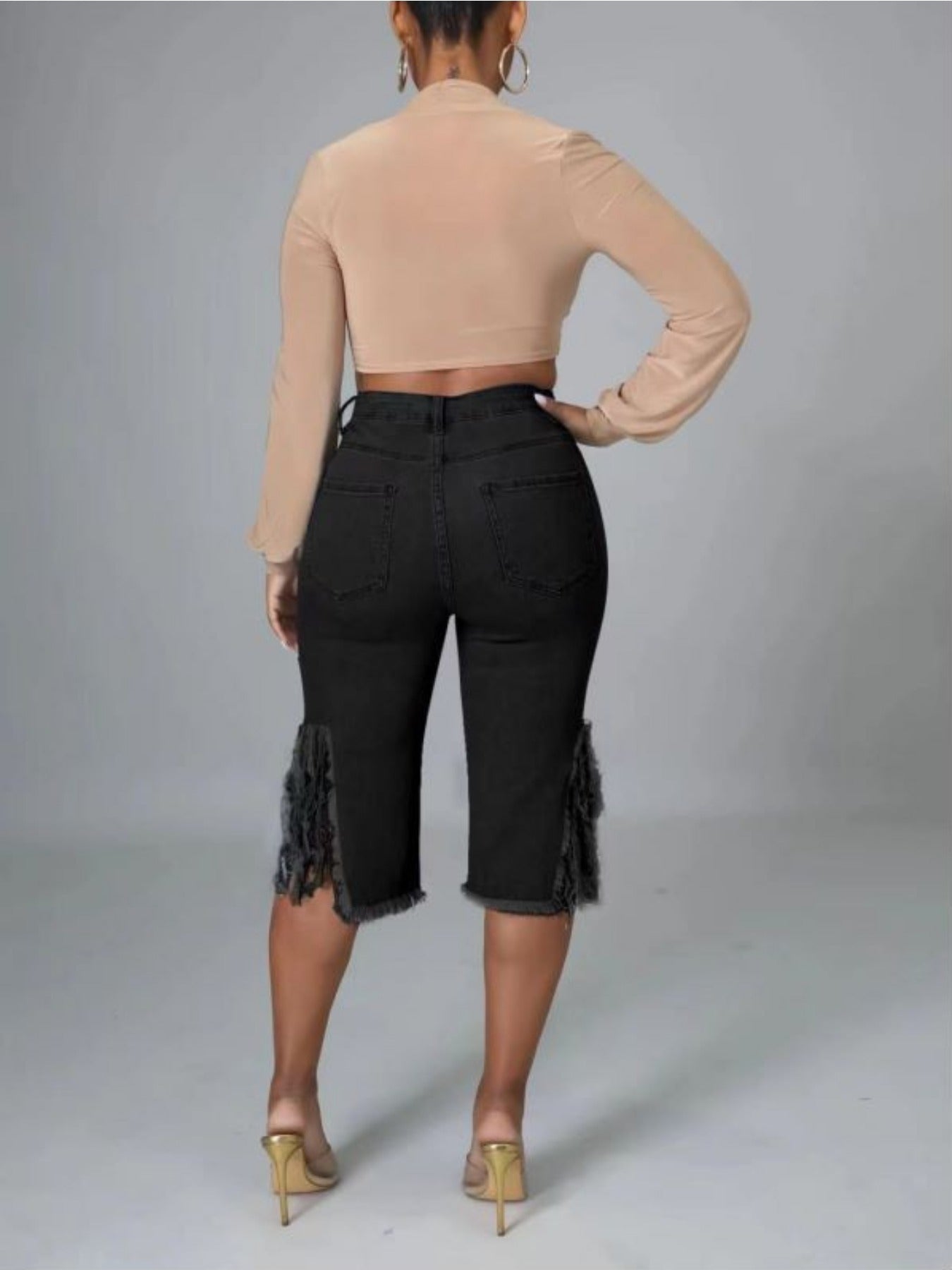 Women'S Trendy Distressed Denim Shorts with Fringe Hem