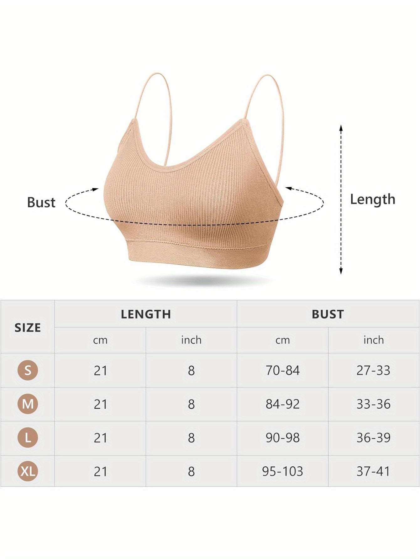 6pcs V Neck Padded Sprot Bra for Women Pack, Cami Bando Bra Sleeping Bra with Elastic Straps for Women